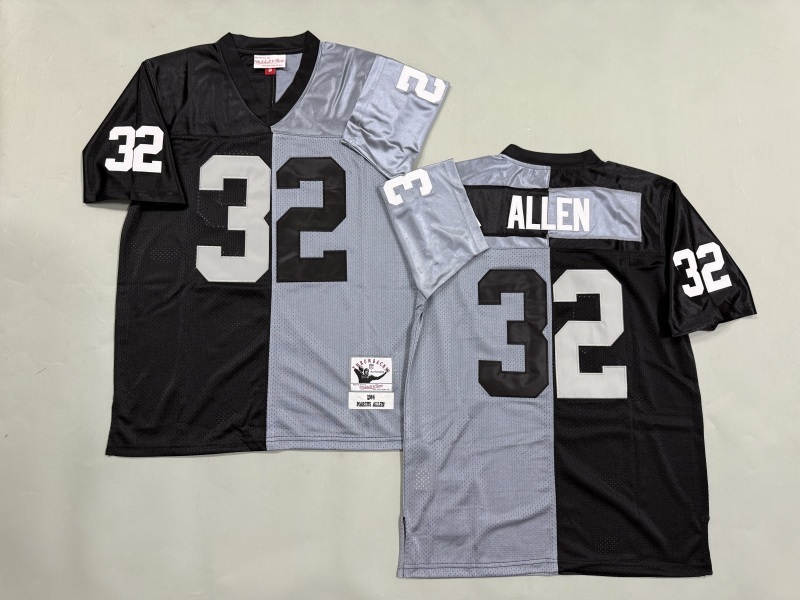 Men 2025 Nike Oakland Raiders #32 Allen black grey Throwback Limited NFL Jersey style 001